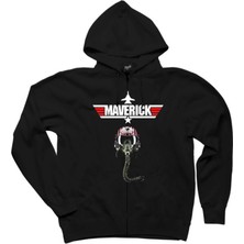 Z zepplin Top Gun Helmet Siyah Fermuarlı Kapşonlu Sweatshirt