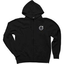 Z zepplin Volvo Logo 2 Siyah Fermuarlı Kapşonlu Sweatshirt
