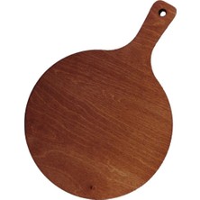 Kahverengi 36 cm Çapında Gerçek Huş Ağacı Ahşap Pizza Tepsisi