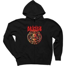 Z zepplin Deicide Album Siyah Fermuarlı Kapşonlu Sweatshirt