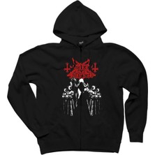 Z zepplin Dark Funeral Grup Siyah Fermuarlı Kapşonlu Sweatshirt