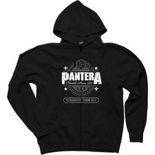 Z zepplin Pantera Stronger Than All Siyah Fermuarlı Kapşonlu Sweatshirt