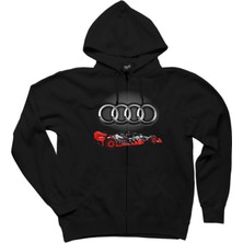 Z zepplin F1 Audi Logo 3D Siyah Fermuarlı Kapşonlu Sweatshirt