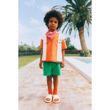 Magu Erkek Çocuk Pamuklu Yeşil Turuncu Sloganlı T-Shirt ve Şort Takım – Sunbeam Yazısı Detaylı