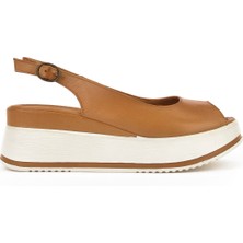 Ziya, Kadın Hakiki Deri Topuklu Sandalet 151992Z50000 Taba