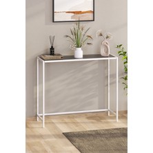 Modern Beyaz Renk Füme Temper Camlı Dresuar Metal Konsol