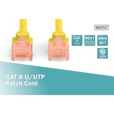 Digitus Patch Kablo, U-Utp, Cat. 6, 0,25 Metre, Awg 26/7, Cu, Lszh, Sarı Renk Dk-1617-030-Y