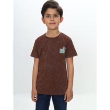Toontoy Erkek Çocuk Yıkamalı Göğsü Baskılı Tişört