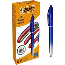 Bic 4 Colours Smooth Metalik Lacivert Gövdeli 4 Renkli Tükenmez Kalem 12'li ( 1 Paket )