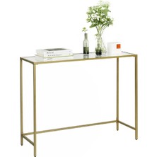 Modern Gold Renk Temper Camlı Dresuar Metal Konsol