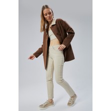 Kahverengi Oversize Casual Midi Trençkot