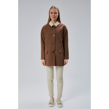 Kahverengi Oversize Casual Midi Trençkot