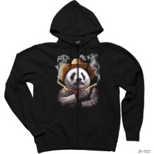 Panda Crıossgunner Siyah Fermuarlı Kapşonlu Sweatshirt