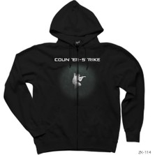 Counter Strike Siyah Fermuarlı Kapşonlu Sweatshirt