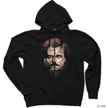 Narcos Artwork Siyah Fermuarlı Kapşonlu Sweatshirt
