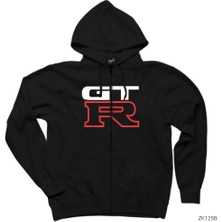 Nissan Gtr Logo Siyah Fermuarlı Kapşonlu Sweatshirt