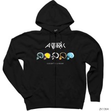 Anthrax Concert Siyah Fermuarlı Kapşonlu Sweatshirt