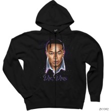 Dr Dre Digital Draw Siyah Fermuarlı Kapşonlu Sweatshirt