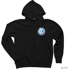 Volkswagen Logo Siyah Fermuarlı Kapşonlu Sweatshirt