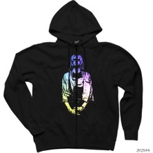 Nirvana Kurt Cobain Colored Siyah Fermuarlı Kapşonlu Sweatshirt