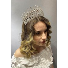 Hayalperest Boncuk Gümüş Renk Henna Model Gelin Kına Tacı