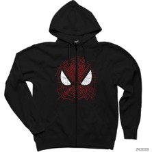 Spiderman Nets Siyah Fermuarlı Kapşonlu Sweatshirt