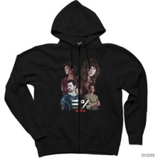 3% Percent Netflix Siyah Fermuarlı Kapşonlu Sweatshirt