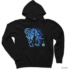 Avatar Of The Air Siyah Fermuarlı Kapşonlu Sweatshirt