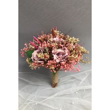 Hayalperest Boncuk Gül Kurusu Gelin Buketi ve Damat Yaka Çiçeği
