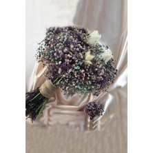 Mor Cipsolu ve Islak Beyaz Laleli Gelin Buketi