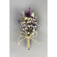 Hayalperest Boncuk Mor Kuru Çiçekli Damat Yaka Çiçeği