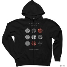 Twent One Pilots Siyah Fermuarlı Kapşonlu Sweatshirt