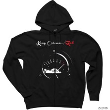 King Crimson Red Siyah Fermuarlı Kapşonlu Sweatshirt