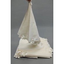 Hayalperest Boncuk Krem Çiçek Desenli Lüx Halay Mendili 1 Adet