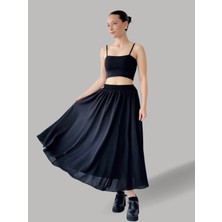 Retrobird Circle Kloş Midi Boy Etek Kadın Siyah