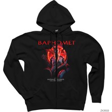 Baphomet The Ultimate Siyah Fermuarlı Kapşonlu Sweatshirt