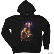 Kobe Angel Siyah Fermuarlı Kapşonlu Sweatshirt