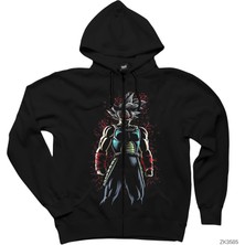 Dragon Ball Splash Siyah Fermuarlı Kapşonlu Sweatshirt