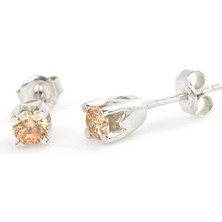 Nusret Takı Gümüş 0,35 Crt Görünümünde Turuncu Tektaş Küpe