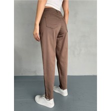Yüksek Bel Likralı Esnek Mom Pantolon
