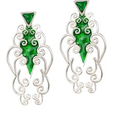 Nusret Takı 925 Ayar Gümüş Mineli Sentetik Zümrüt Taşlı Küpe