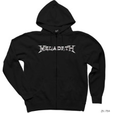 Megadeth Logo Siyah Fermuarlı Kapşonlu Sweatshirt