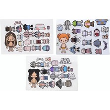 Toca Boca Orange Black Brown 3’lü Giydirme Sticker Seti