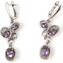 Nusret Takı 925 Ayar Gümüş Ametist Taşlı Çanaklı Küpe