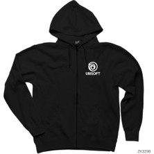 Ubisoft Siyah Fermuarlı Kapşonlu Sweatshirt