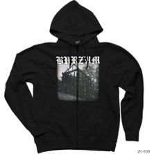 Burzum Aske Siyah Fermuarlı Kapşonlu Sweatshirt