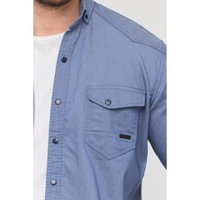 YXC Trend Maker Erkek Mint Slim Fit Dar Kalıp Pamuklu Kot Gömlek