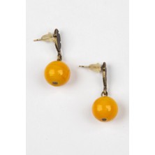 Otantik Doğal Taşlı Sarı Küpe