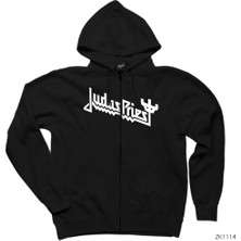 Judas Priest Classic Siyah Fermuarlı Kapşonlu Sweatshirt