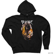 Bullet For My Valentine Fire Skull Siyah Fermuarlı Kapşonlu Sweatshirt